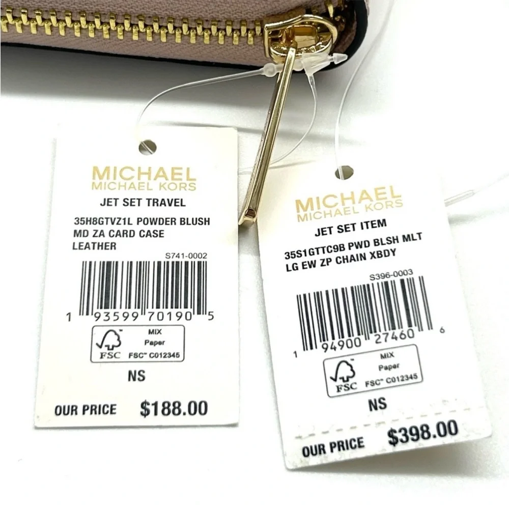 Michael Kors Jet Set LG Signature Logo Crossbody Bag & Matching Card Case Wallet